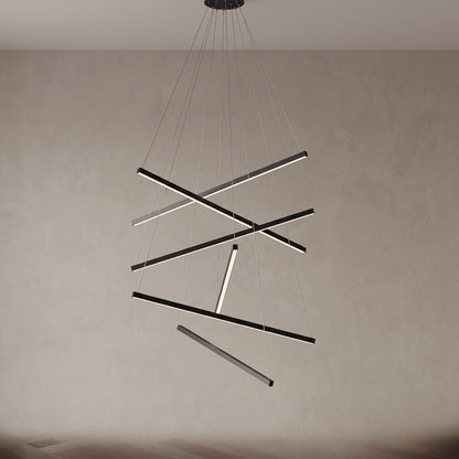 7-light version of the Rowan linear chandelier, close-up