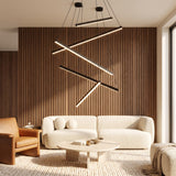 Rowan linear chandelier in a warm living room
