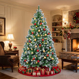 Decorated green Christmas tree in a classic American living room