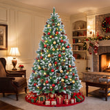 Decorated pinecone Christmas tree in a classic American living room