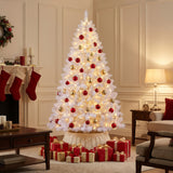 Decorated white Christmas tree in a classic American living room
