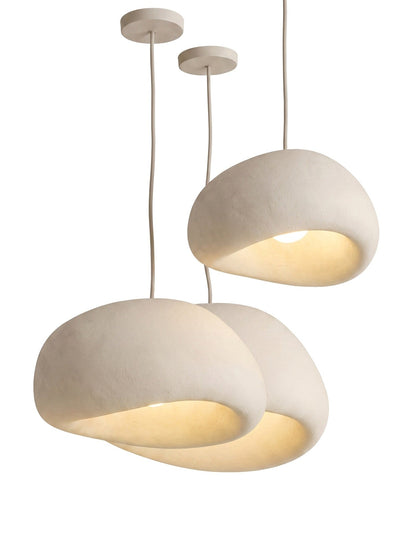 Shibui Hand-Formed Resin Pebble Pendant Light, Wabi-Sabi Organic Glow