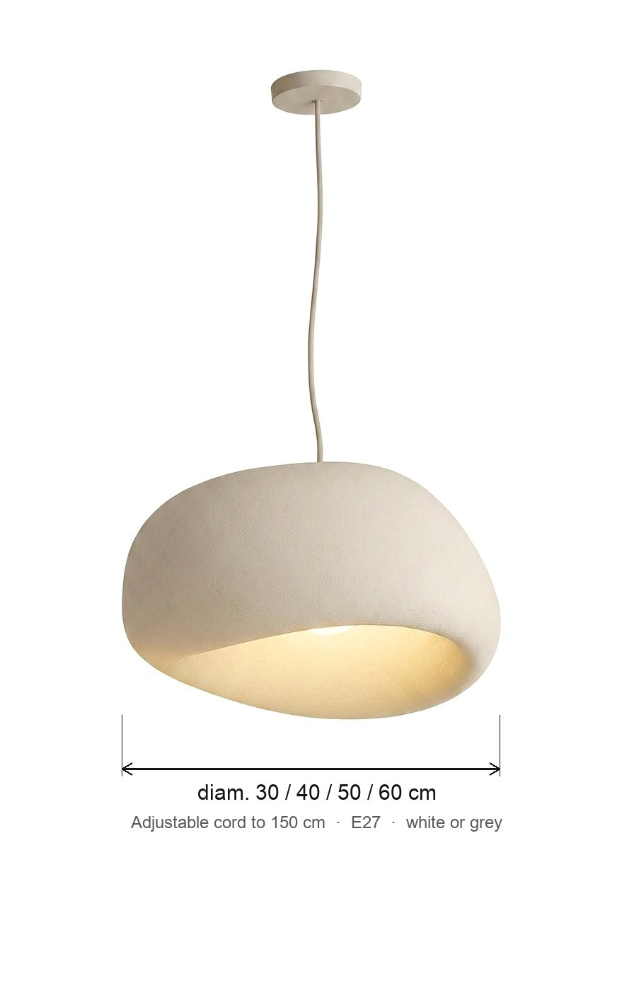 Shibui Hand-Formed Resin Pebble Pendant Light, Wabi-Sabi Organic Glow