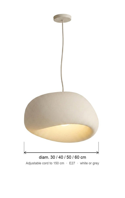 Shibui Hand-Formed Resin Pebble Pendant Light, Wabi-Sabi Organic Glow