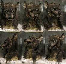 Realistic wolf costume mask with layered artificial fur