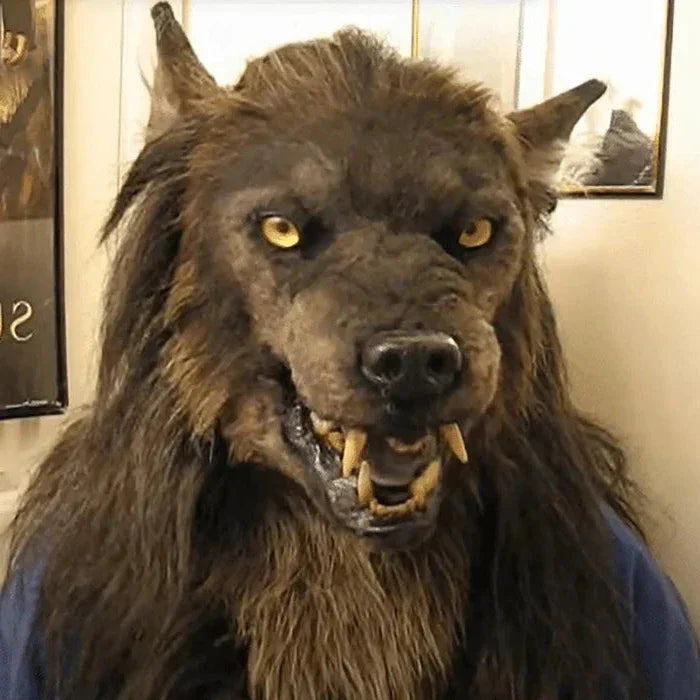 Silicone werewolf mask, sculpted snout and teeth detail