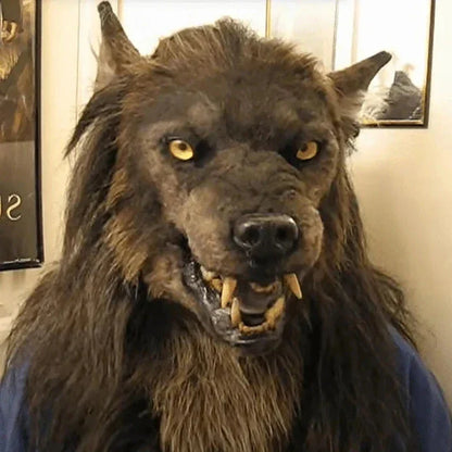 Silicone werewolf mask, sculpted snout and teeth detail
