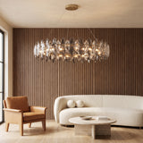 Seren crystal chandelier in a warm living room