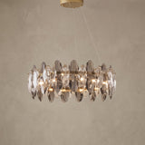 Small Seren smoky grey crystal chandelier, close-up