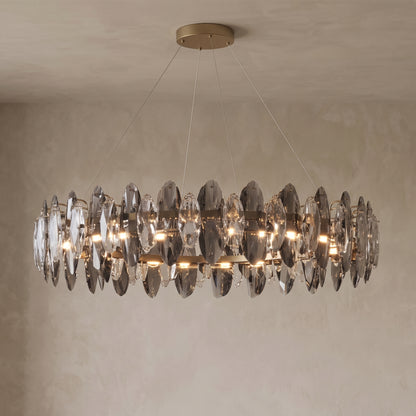 X-Large Seren smoky grey crystal chandelier, close-up