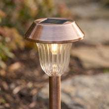Solene solar pathway light macro detail of fluted glass shade
