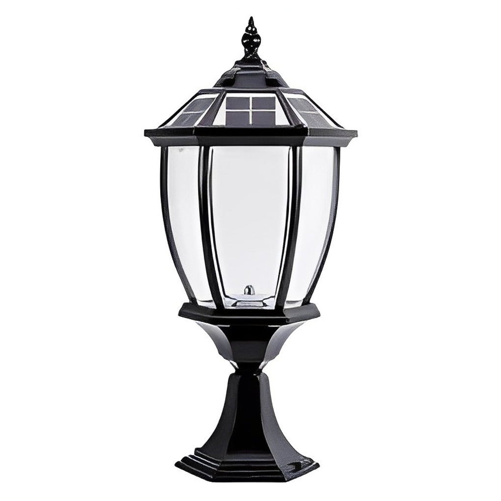 Eskil Solar Light on Post, Outdoor Black Vintage Solar Post Light Fixture, Die-Cast Aluminum
