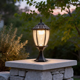 Eskil Solar Light on Post, Outdoor Black Vintage Solar Post Light Fixture, Die-Cast Aluminum
