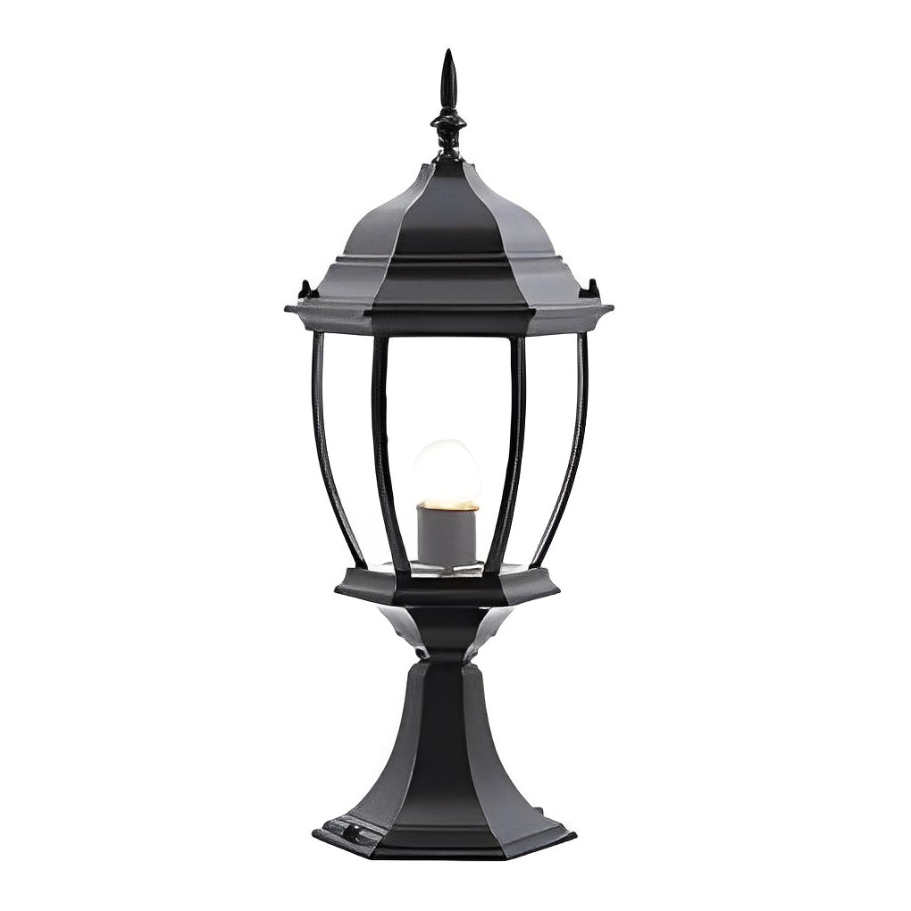 Eskil Solar Light on Post, Outdoor Black Vintage Solar Post Light Fixture, Die-Cast Aluminum
