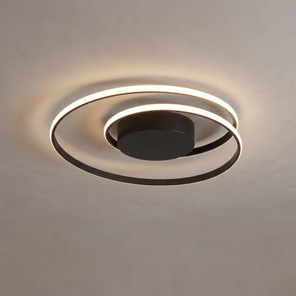 Linnea spiral LED ceiling light on a grey ceiling