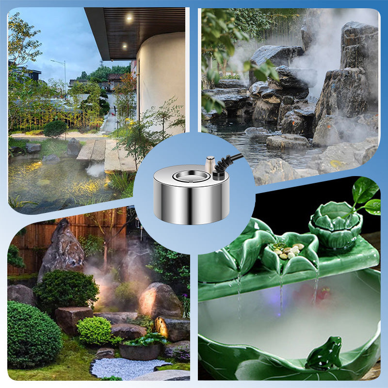 Mist maker fogger with colorful rotating LED lights active