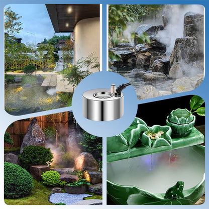 Mist maker fogger with colorful rotating LED lights active