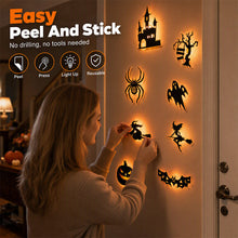 Halloween glow in the dark wall stickers, peel-and-stick LED set