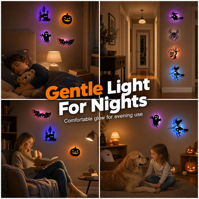 Halloween glow in the dark wall stickers, full 8-piece set