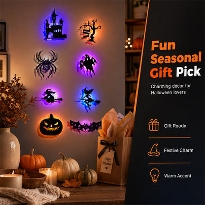 Halloween glow in the dark wall stickers in party decor setting
