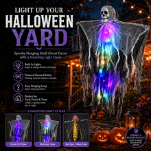 LED hanging ghost decoration lit from inside the head