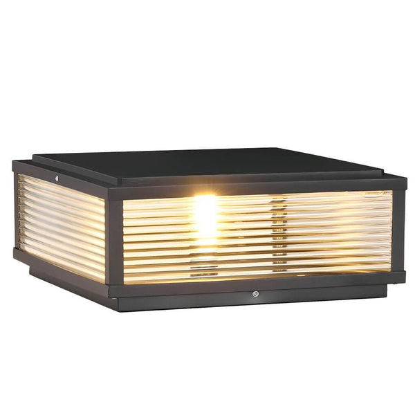 Square Pillar Light, Ribbed Glass Outdoor Post Light