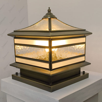 Brindle Solar Outdoor Post Light, Retro Copper, Fence & Pillar Design