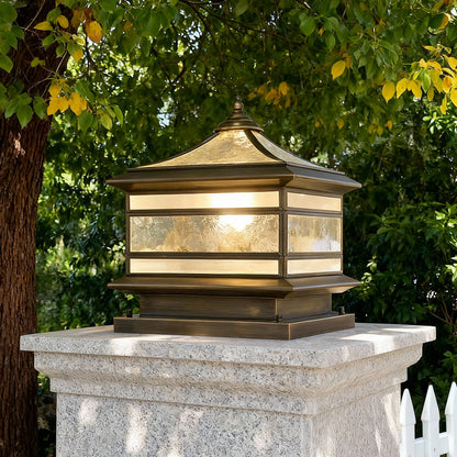 Brindle Solar Outdoor Post Light, Retro Copper, Fence & Pillar Design