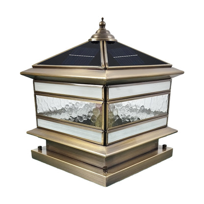 Brindle Solar Outdoor Post Light, Retro Copper, Fence & Pillar Design