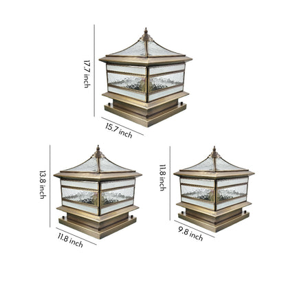 Brindle Solar Outdoor Post Light, Retro Copper, Fence & Pillar Design