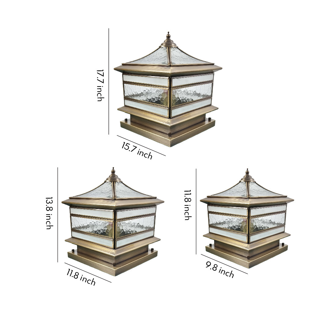 Tenvik Copper Solar Light for Post, Glass Shade, IP54 Waterproof, Fence & Garden