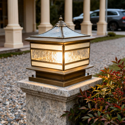Brindle Solar Outdoor Post Light, Retro Copper, Fence & Pillar Design