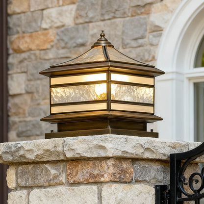 Brindle Solar Outdoor Post Light, Retro Copper, Fence & Pillar Design