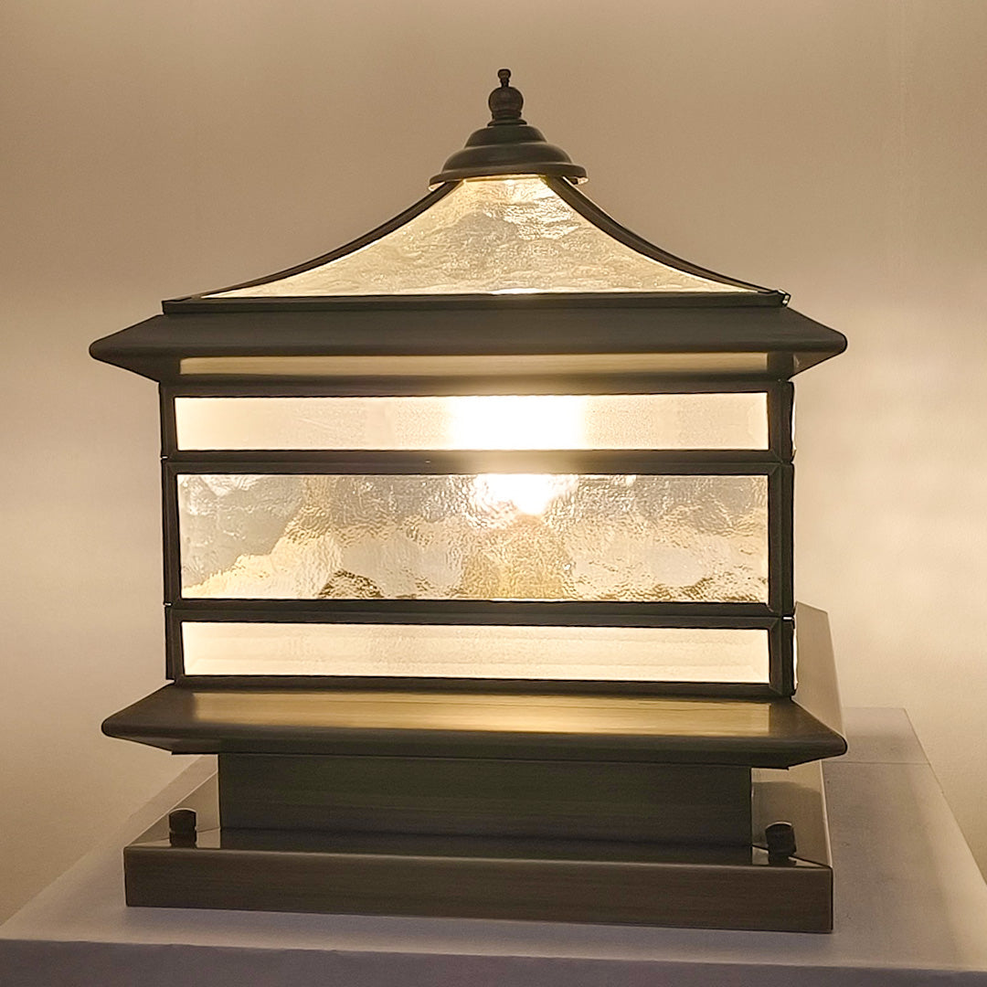 Tenvik Copper Solar Light for Post, Glass Shade, IP54 Waterproof, Fence & Garden
