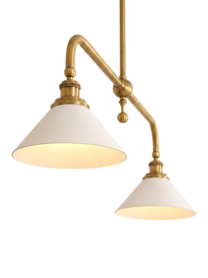Ansel Kitchen Island Pendant Light, Twin-Head Linear, Brass or Nickel