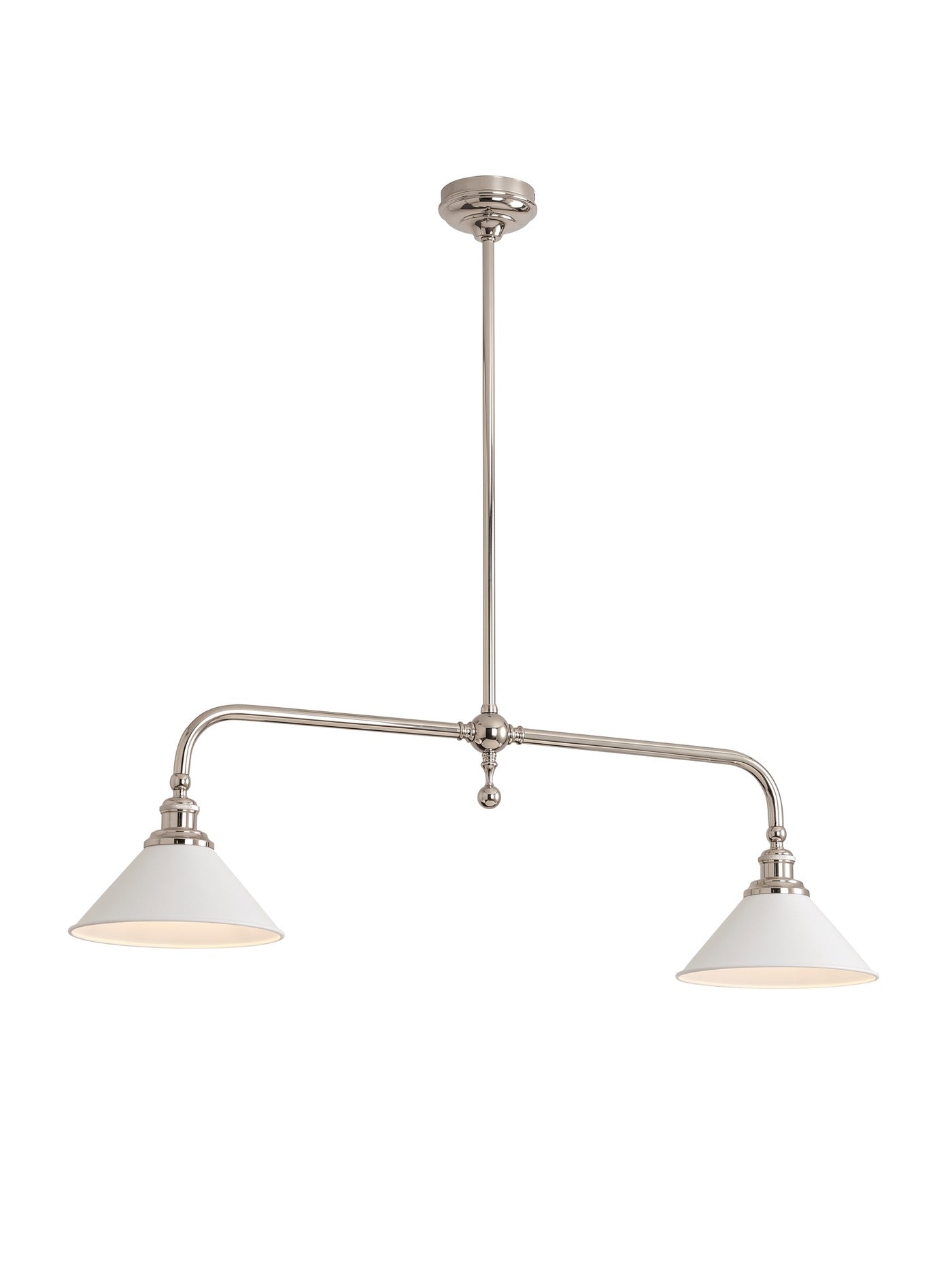 Ansel Kitchen Island Pendant Light, Twin-Head Linear, Brass or Nickel