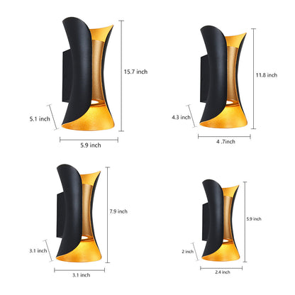 Uzu Modern Curved Up-Down LED Outdoor Wall Light
