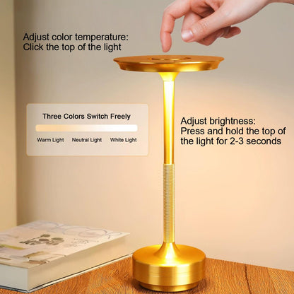 Aeri Dish LED Table Lamp, USB Rechargeable, 3-Color Temperature, Touch Dimmable