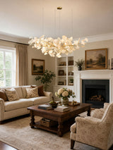 Kaori Leaf Chandelier, Ginkgo Leaf Design, 7 Sizes, Gold, Nickel, Black or White Finish
