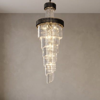 Medium Vesper spiral crystal chandelier, close-up