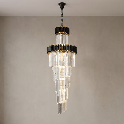 Small Vesper spiral crystal chandelier, close-up