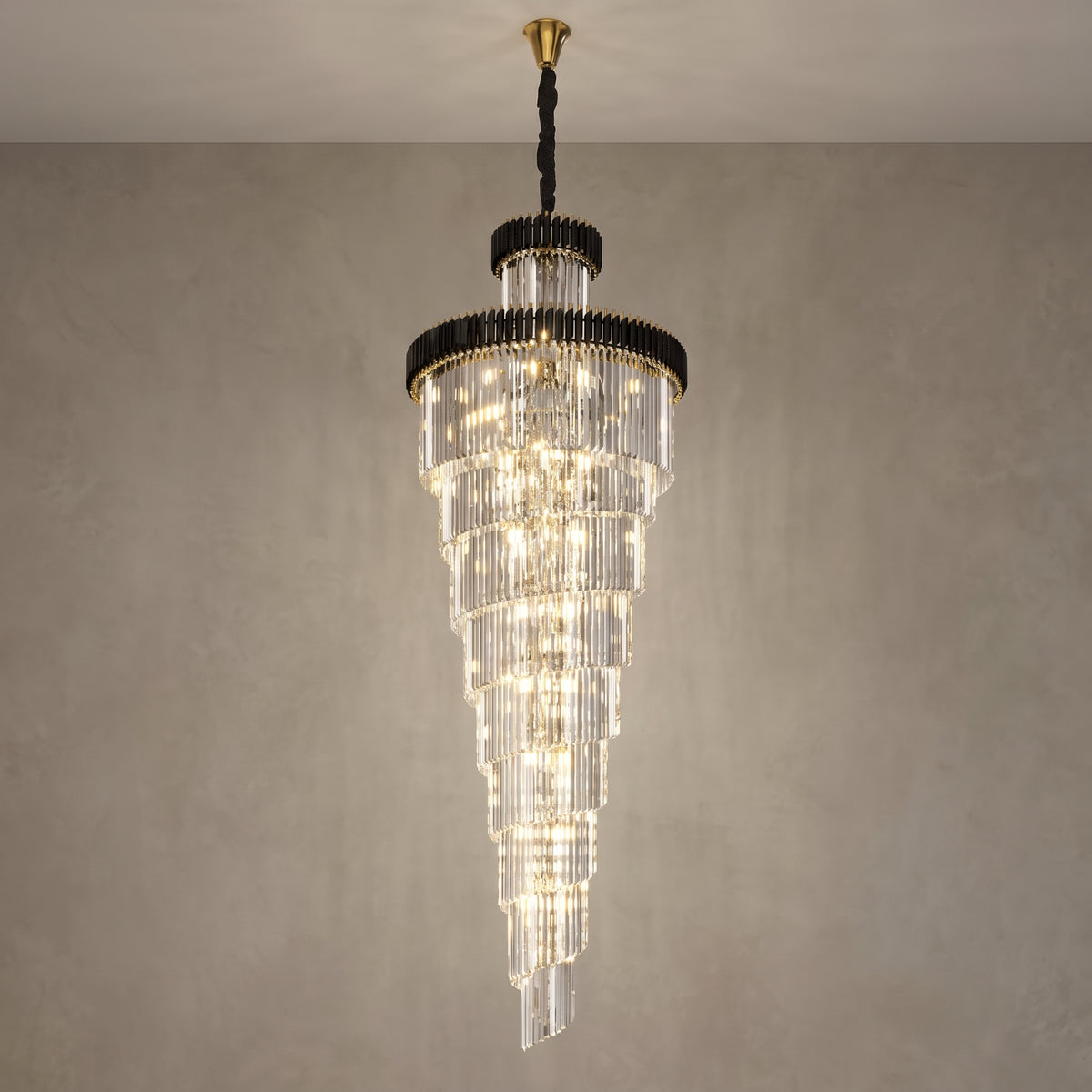 X-Large Vesper spiral crystal chandelier, close-up