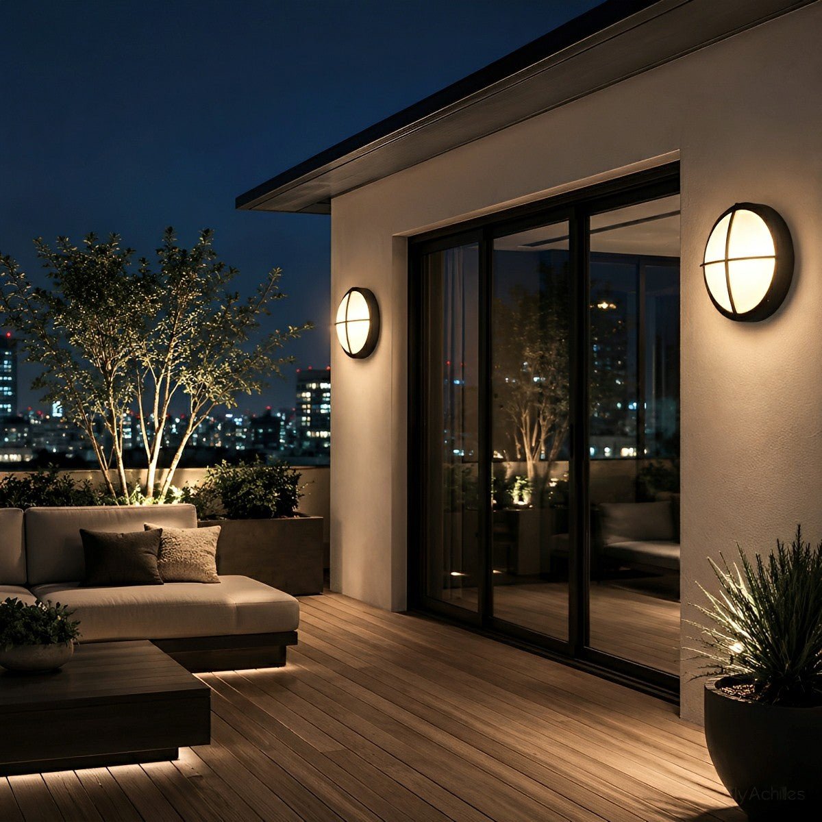 Maru Modern Outdoor Porch Light, Round LED Wall Sconce, Waterproof, Patio & Garden