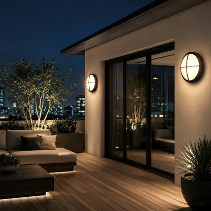 Maru Modern Outdoor Porch Light, Round LED Wall Sconce, Waterproof, Patio & Garden