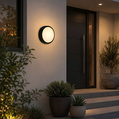 Maru Modern Outdoor Porch Light, Round LED Wall Sconce, Waterproof, Patio & Garden