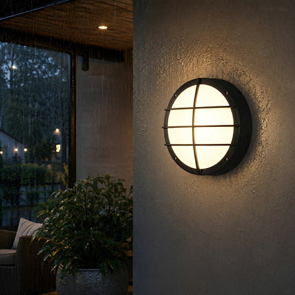 Maru Modern Outdoor Porch Light, Round LED Wall Sconce, Waterproof, Patio & Garden