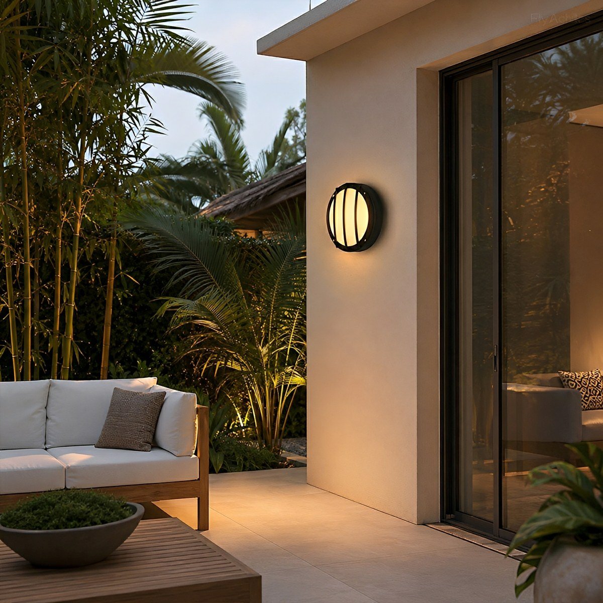 Maru Modern Outdoor Porch Light, Round LED Wall Sconce, Waterproof, Patio & Garden