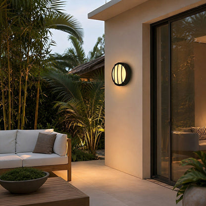 Maru Modern Outdoor Porch Light, Round LED Wall Sconce, Waterproof, Patio & Garden