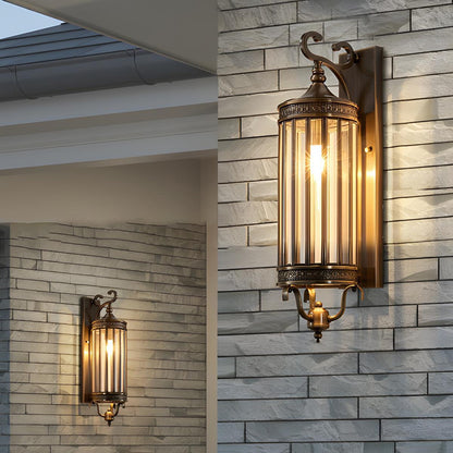 Lars Vintage Outdoor Porch Light, Mid-Century LED Wall Sconce, Copper & Bronze