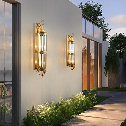 Lars Vintage Outdoor Porch Light, Mid-Century LED Wall Sconce, Copper & Bronze